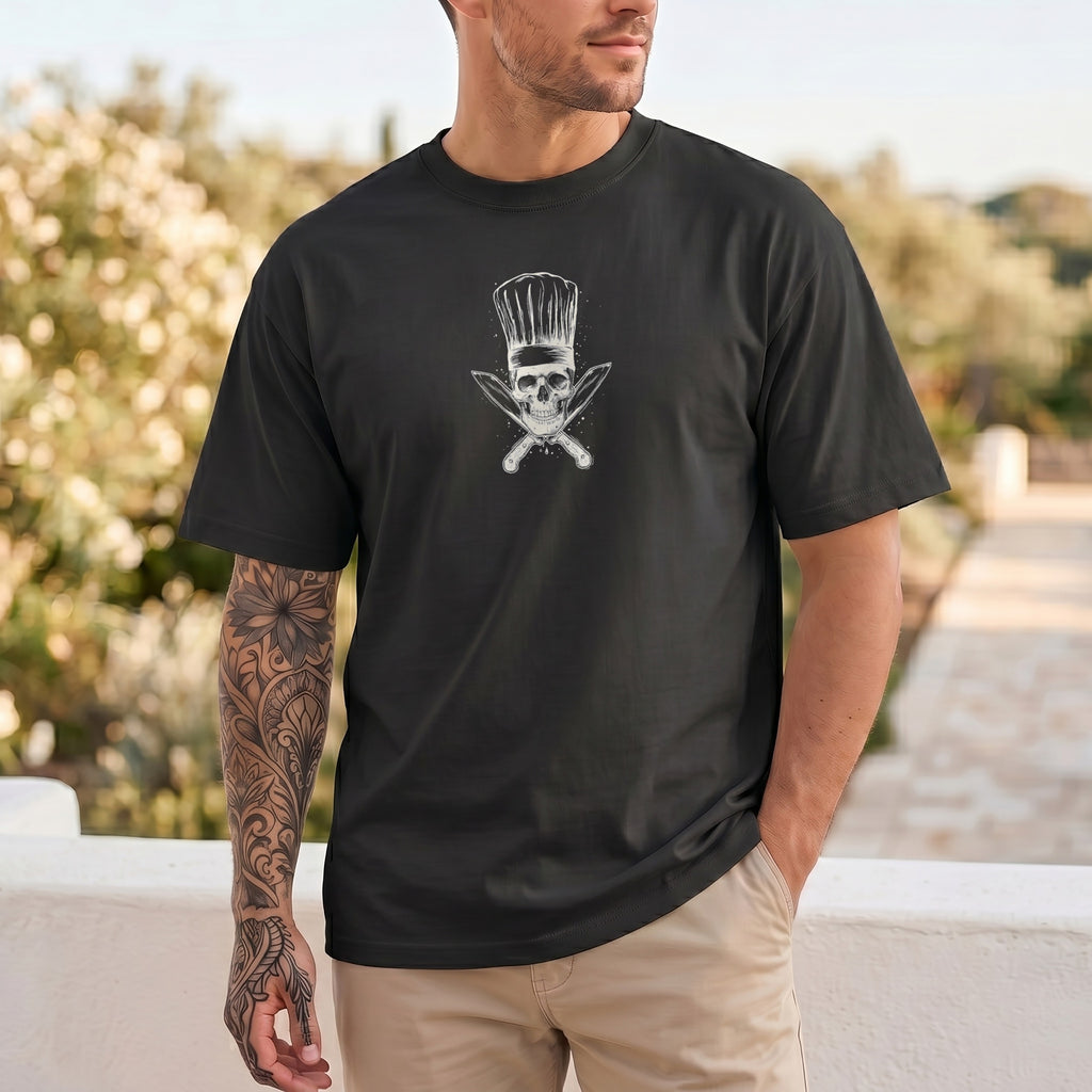 Koch-Shirt Küchen-Totenkopf in Schwarz