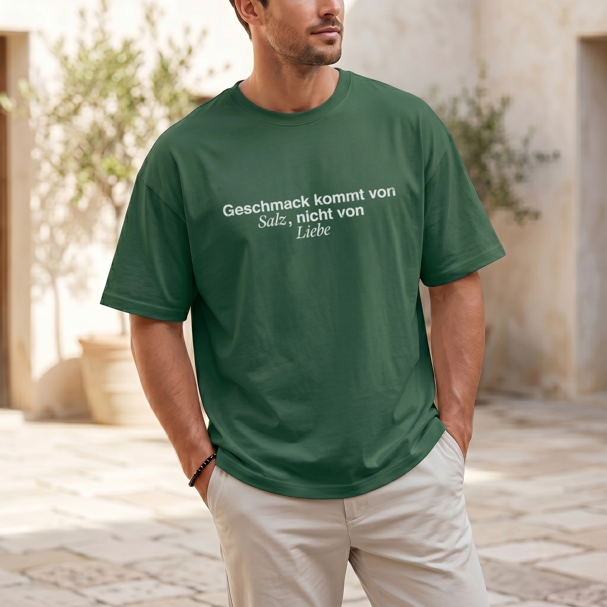 Koch-Shirt Geschmack kommt von Salz, nicht von Liebe in Waldgrün