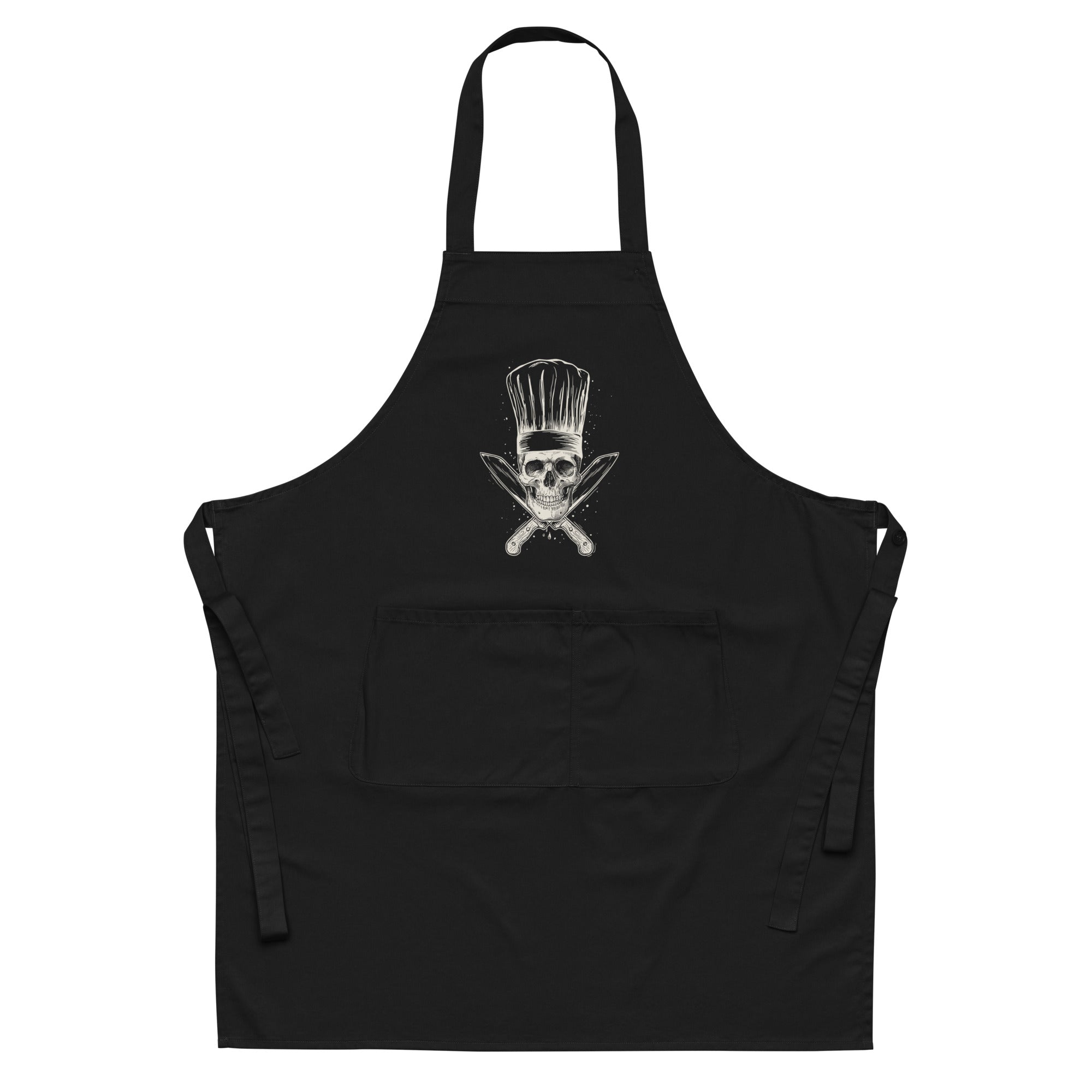Kochschürze Küchen-Totenkopf in Schwarz, Vorderansicht