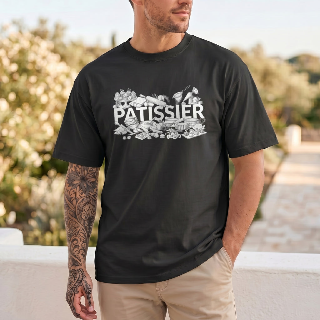 Koch-Shirt Patissier in Schwarz, getragen von vorn