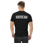 Koch-Shirt Hinter dir! mit Rückendruck in Schwarz, Rückansicht am Model