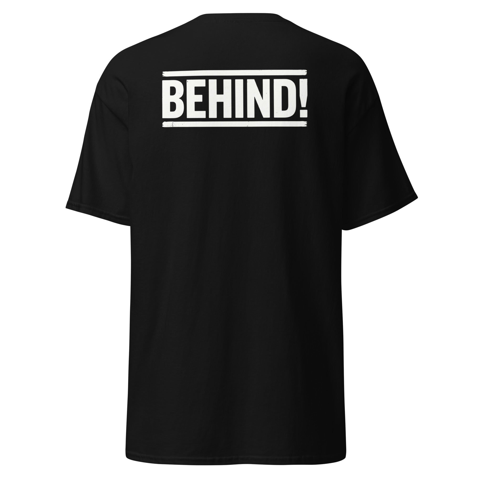 Koch-Shirt Behind! mit Rückendruck in Schwarz, Rückansicht