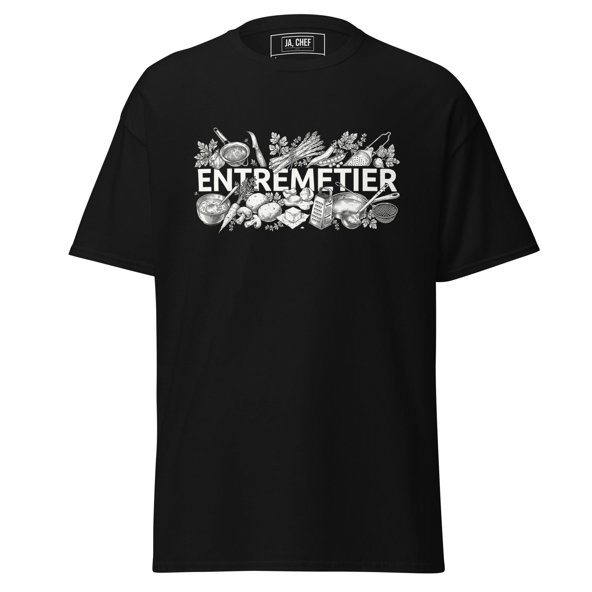 Koch-Shirt Entremetier in Schwarz, Vorderansicht