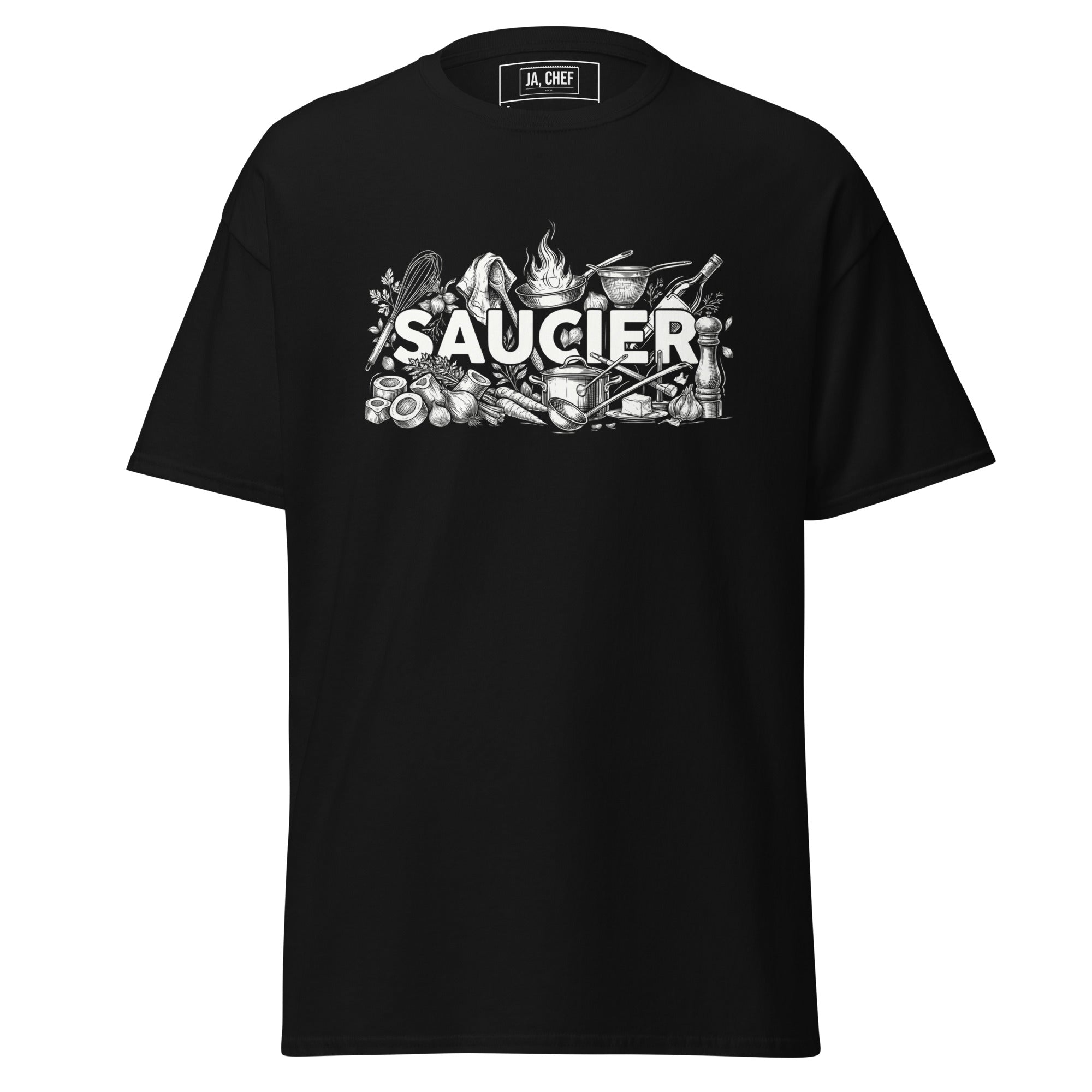 Koch-Shirt Saucier in Schwarz, Vorderansicht