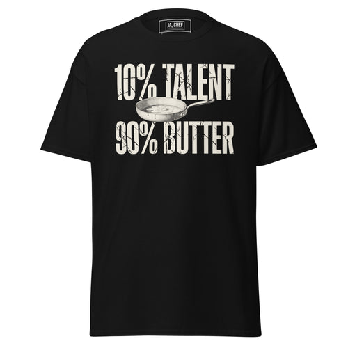 T-Shirt 10% Talent 90% Butter in Schwarz, Vorderansicht