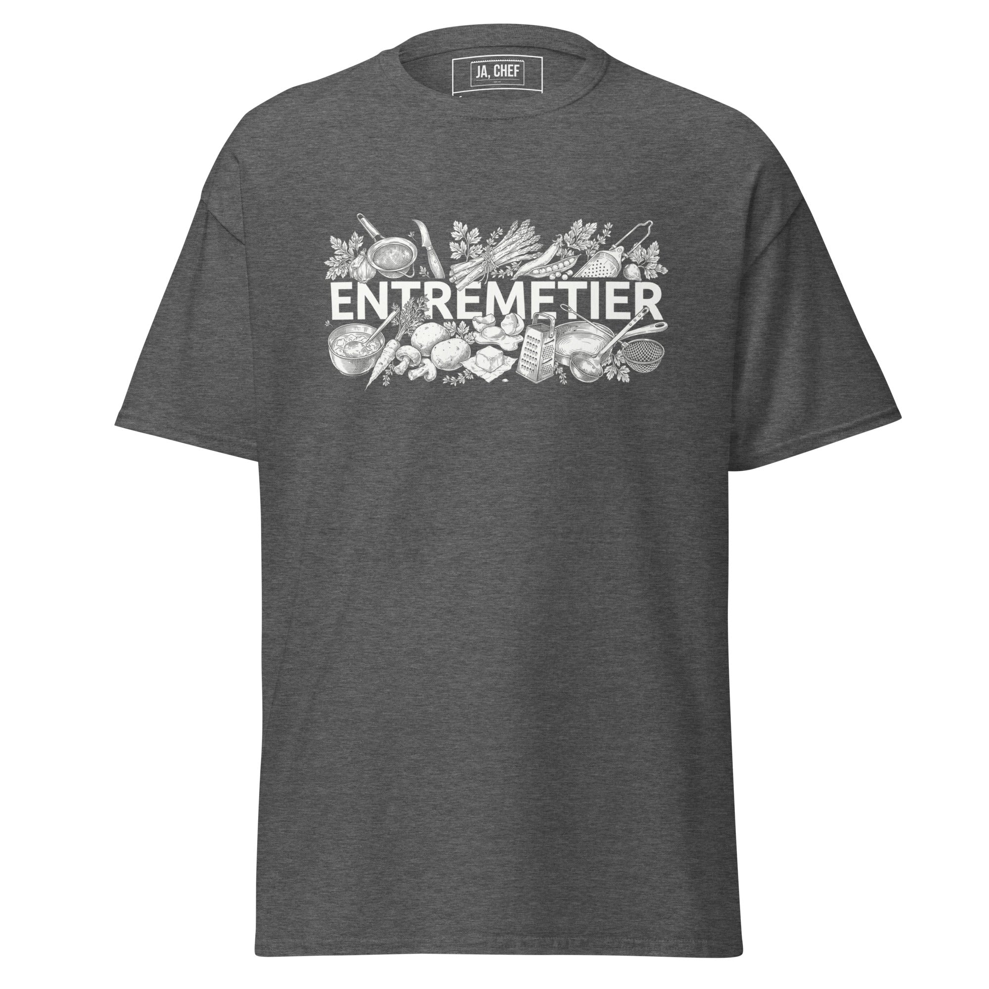 Koch-Shirt Entremetier in Dunkles Heather, Vorderansicht