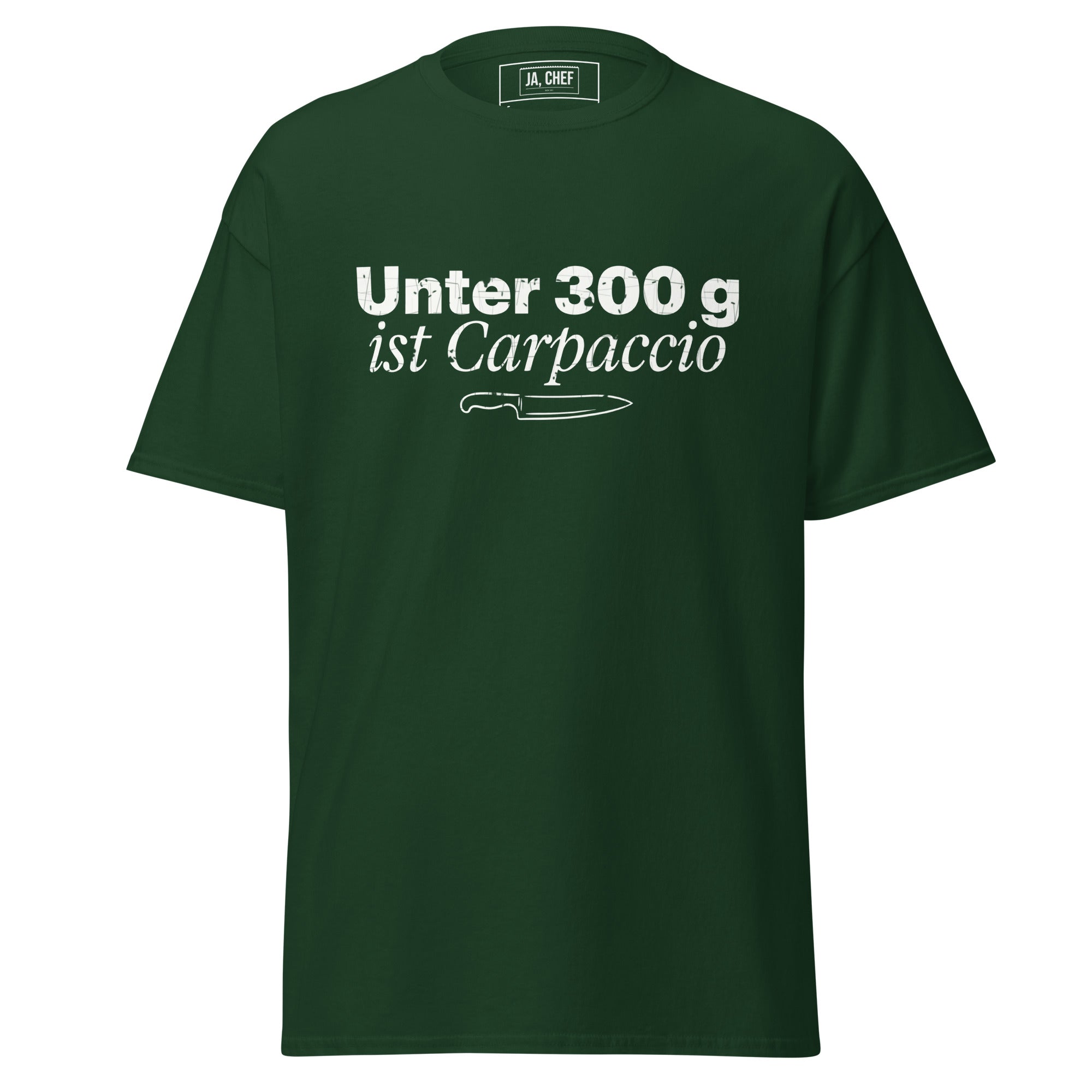 Koch-Shirt Unter 300 g ist Carpaccio in Waldgrün, Vorderansicht