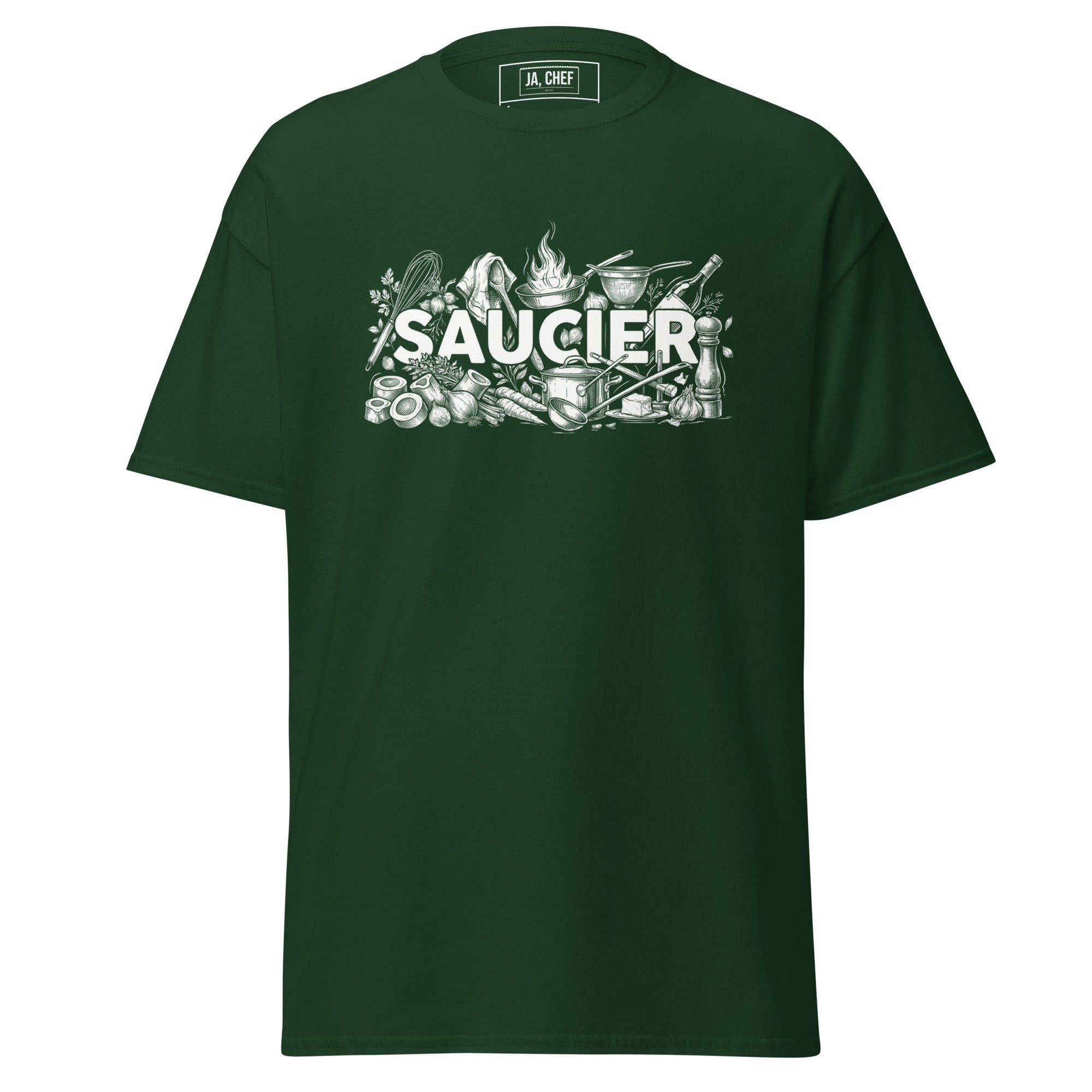 Koch-Shirt Saucier in Waldgrün, Vorderansicht