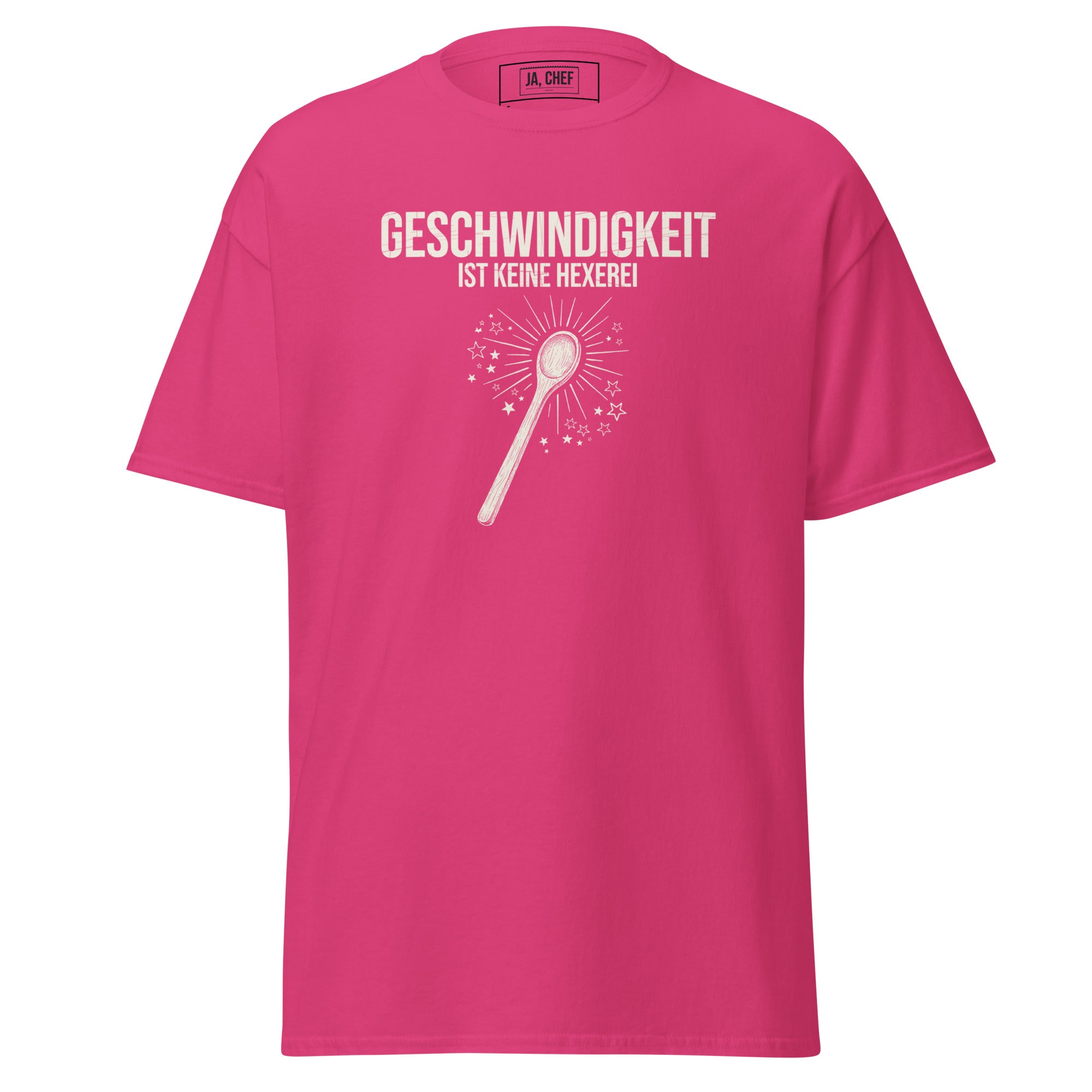 Koch-Shirt Geschwindigkeit ist keine Hexerei in Helikonie, Vorderansicht