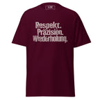Koch-Shirt Respekt. Präzision. Wiederholung. in Kastanienbraun, Vorderansicht
