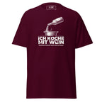 Koch-Shirt Ich koche mit Wein in Kastanienbraun, Vorderansicht