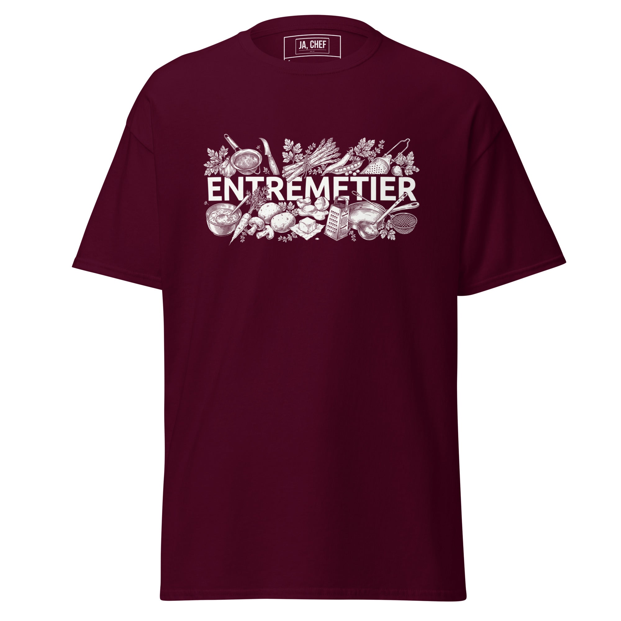 Koch-Shirt Entremetier in Kastanienbraun, Vorderansicht