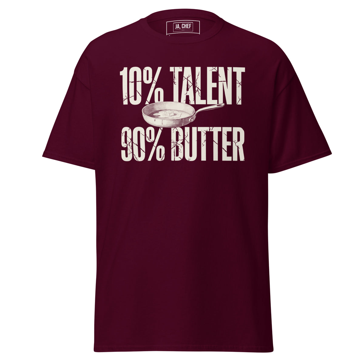 T-Shirt 10% Talent 90% Butter in Kastanienbraun, Vorderansicht
