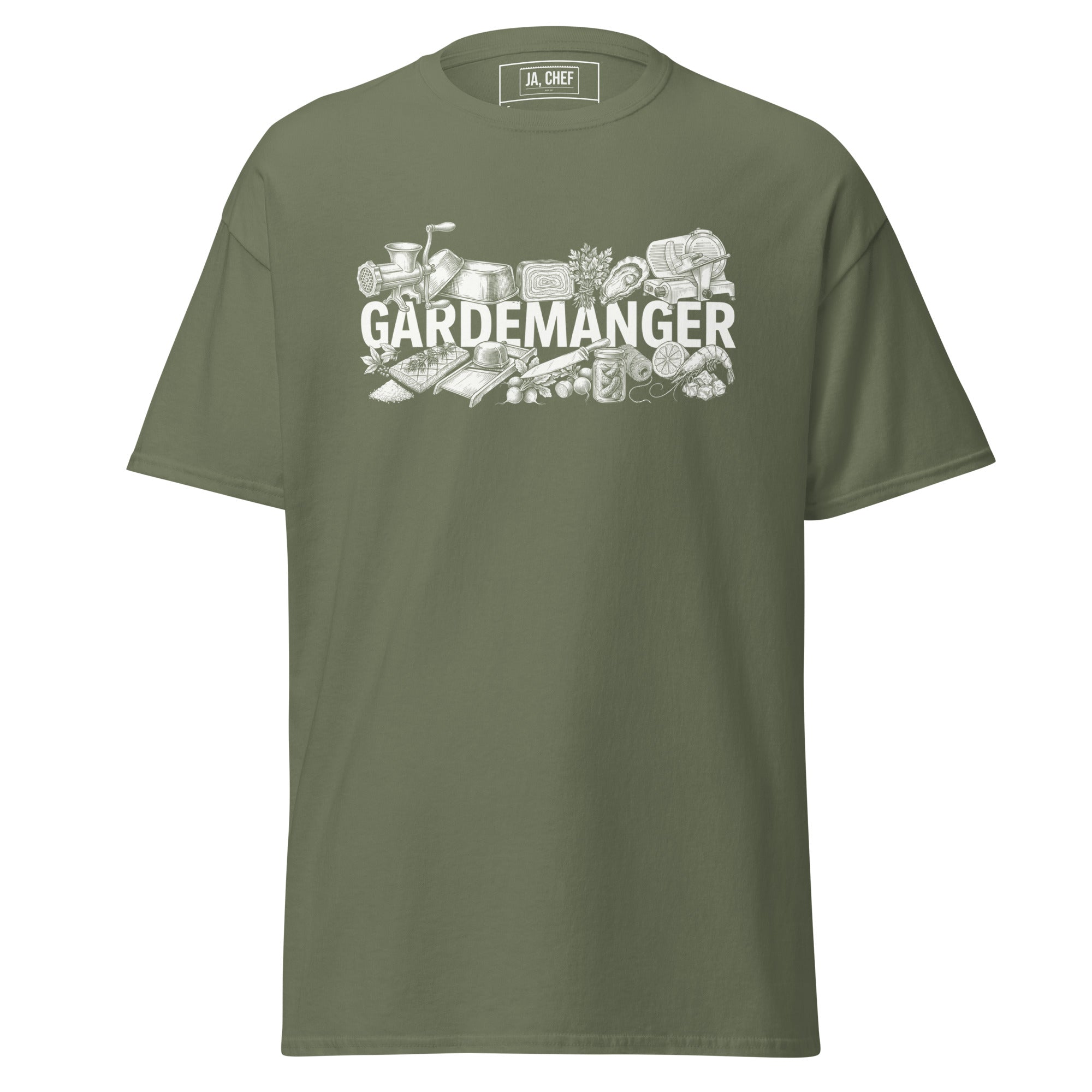 Koch-Shirt Gardemanger in Militärgrün, Vorderansicht