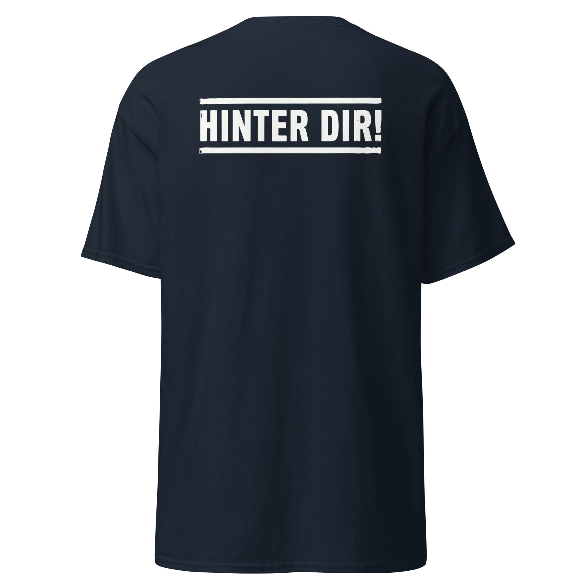 Koch-Shirt Hinter dir! mit Rückendruck in Navy, Rückansicht
