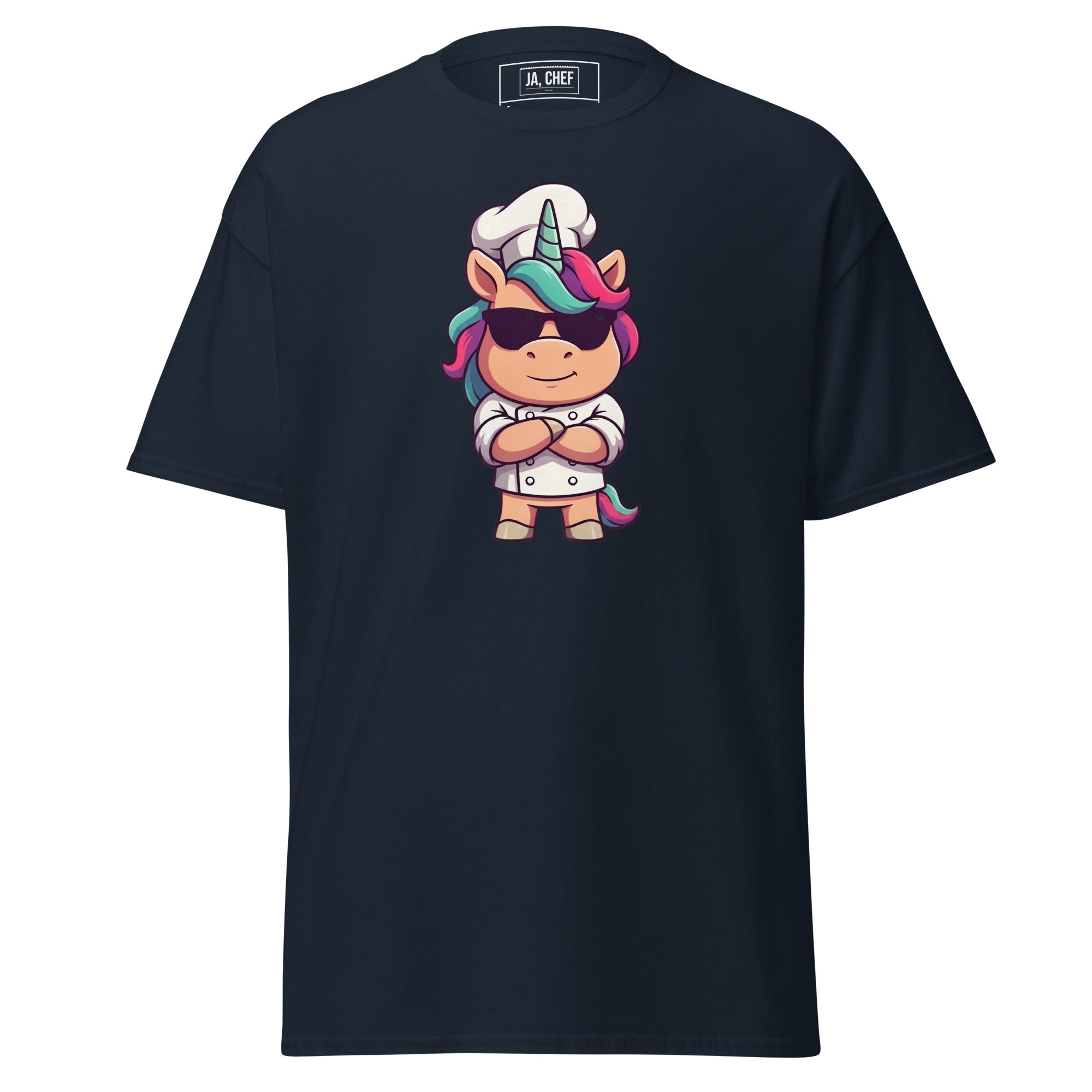 Koch-Shirt Einhorn-Chef in Navy, Vorderansicht