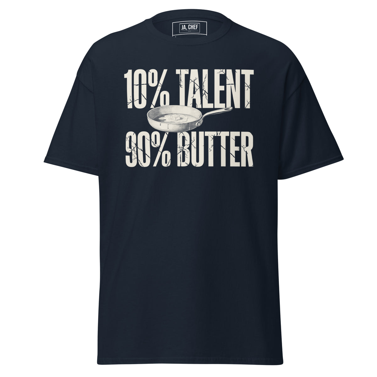 T-Shirt 10% Talent 90% Butter in Navy, Vorderansicht
