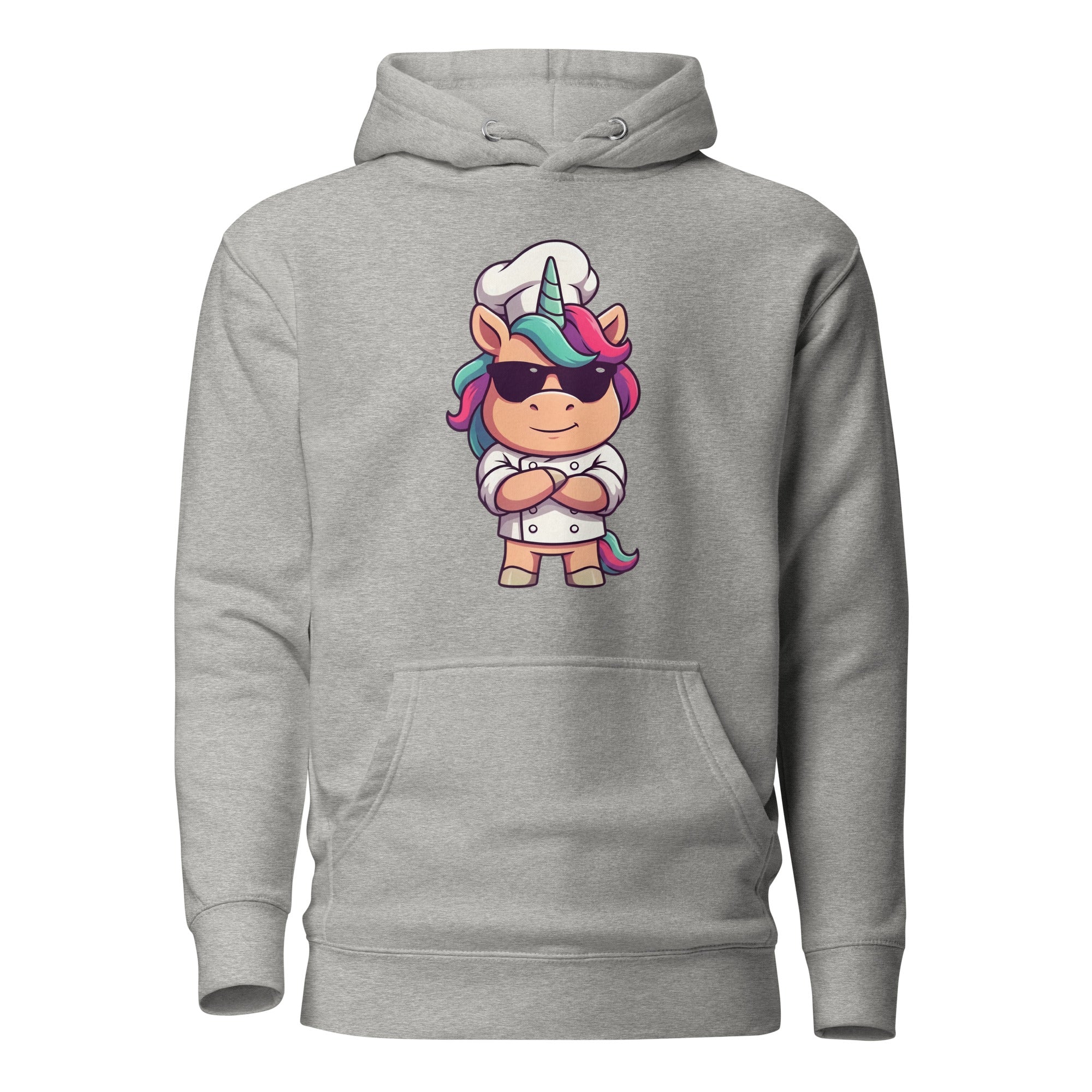Koch-Hoodie Einhorn-Chef in Carbon Grey, Vorderansicht