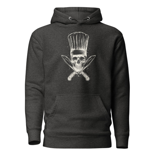 Koch-Hoodie Küchen-Totenkopf in Charcoal Heather, Vorderansicht
